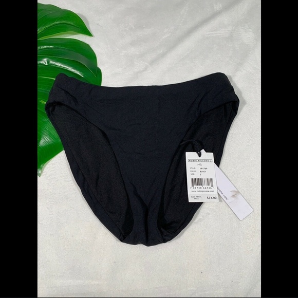NWT $74 Robin Piccone Ava High‎ Waist Bikini Bottoms in Black [SZ Small ] - Picture 4 of 9